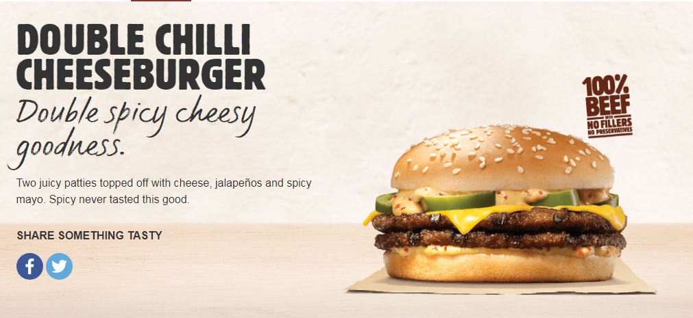 Burger King Double Chilli Cheeseburger