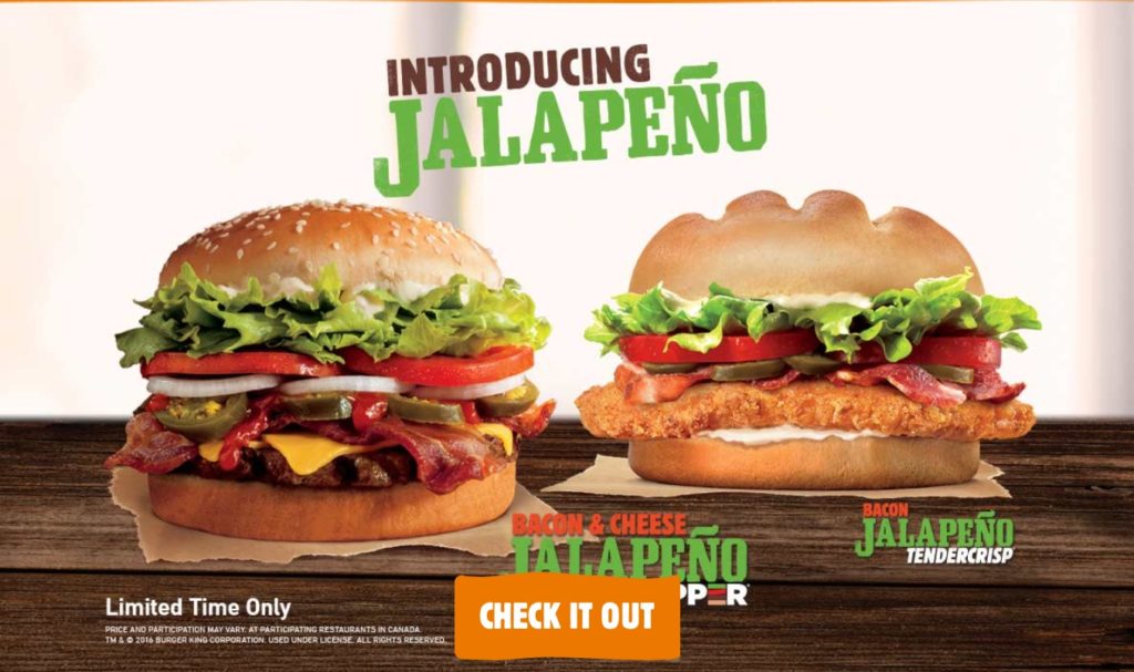 Burger King Bacon & Cheese Jalapeno Whopper