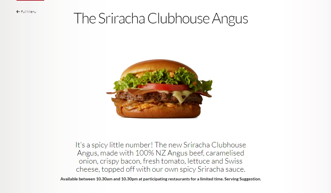 McDonald's Sriracha Clubhouse Angus