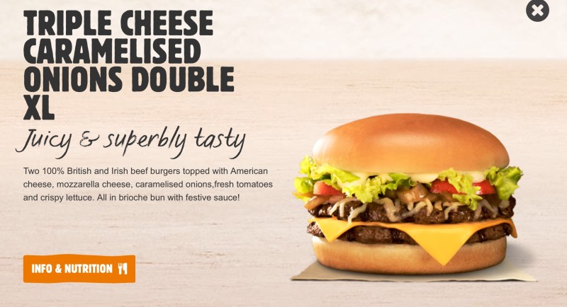 Burger King Triple Cheese Caramelised Onions Double XL